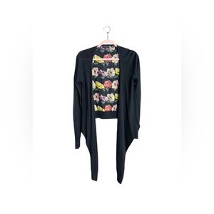 Ted Baker Black Cardigan with Floral Accents Sz‎ 2